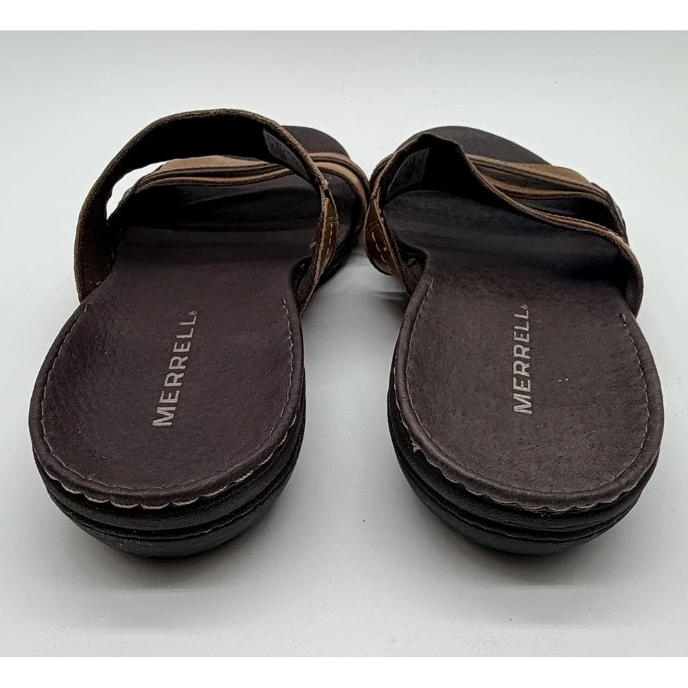 Merrell Slide Sandals Women's Sz 9 Piccolo Brown Slip On Performance Footwear
